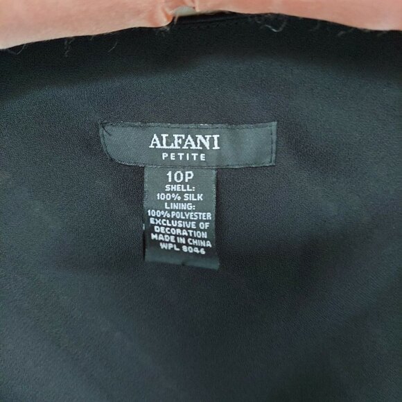 Alfani Petite Women 10P Silk Black Gold Sequin Blouse & Flared Skirt Set 2-Piece - Picture 4 of 12